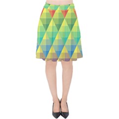 Background Colorful Geometric Triangle Velvet High Waist Skirt