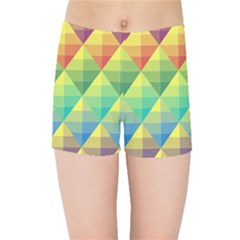 Background Colorful Geometric Triangle Kids  Sports Shorts by HermanTelo