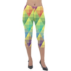 Background Colorful Geometric Triangle Lightweight Velour Capri Leggings 