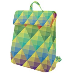 Background Colorful Geometric Triangle Flap Top Backpack