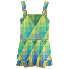 Background Colorful Geometric Triangle Kids  Layered Skirt Swimsuit