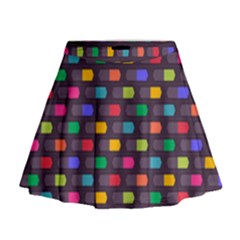 Background Colorful Geometric Mini Flare Skirt