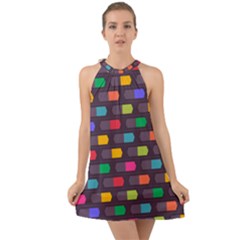 Background Colorful Geometric Halter Tie Back Chiffon Dress by HermanTelo