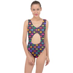 Background Colorful Geometric Center Cut Out Swimsuit by HermanTelo