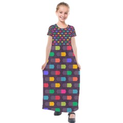 Background Colorful Geometric Kids  Short Sleeve Maxi Dress by HermanTelo