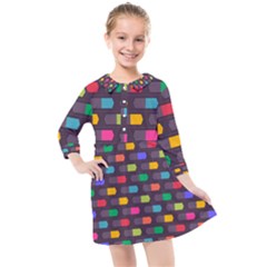 Background Colorful Geometric Kids  Quarter Sleeve Shirt Dress by HermanTelo