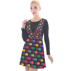 Background Colorful Geometric Plunge Pinafore Velour Dress by HermanTelo