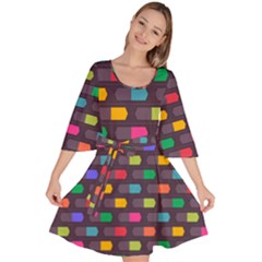 Background Colorful Geometric Velour Kimono Dress