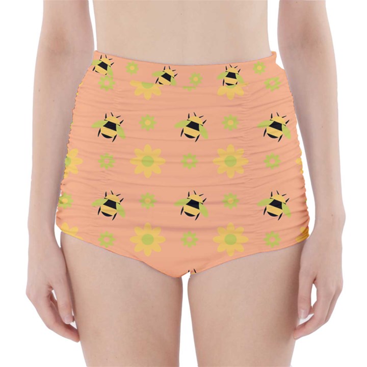 Bee Bug Nature Wallpaper High-Waisted Bikini Bottoms