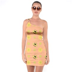 Bee Bug Nature Wallpaper One Soulder Bodycon Dress