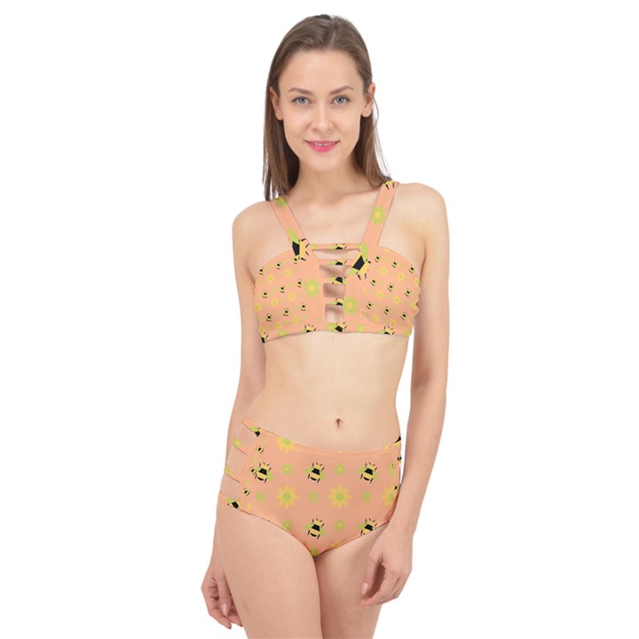 Bee Bug Nature Wallpaper Cage Up Bikini Set