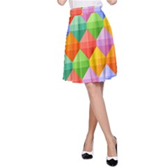 Background Colorful Geometric Triangle Rainbow A-line Skirt by HermanTelo