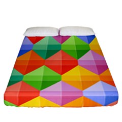 Background Colorful Geometric Triangle Rainbow Fitted Sheet (california King Size)