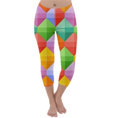 Background Colorful Geometric Triangle Rainbow Capri Winter Leggings 