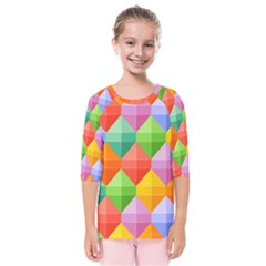 Background Colorful Geometric Triangle Rainbow Kids  Quarter Sleeve Raglan Tee