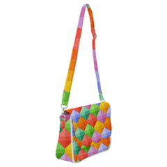 Background Colorful Geometric Triangle Rainbow Shoulder Bag With Back Zipper