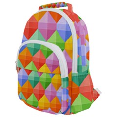 Background Colorful Geometric Triangle Rainbow Rounded Multi Pocket Backpack