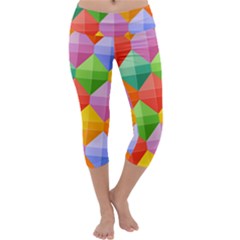 Background Colorful Geometric Triangle Rainbow Capri Yoga Leggings