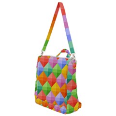 Background Colorful Geometric Triangle Rainbow Crossbody Backpack by HermanTelo