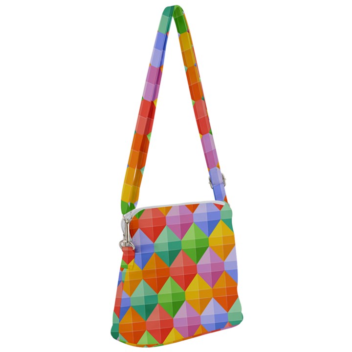 Background Colorful Geometric Triangle Rainbow Zipper Messenger Bag