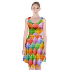 Background Colorful Geometric Triangle Rainbow Racerback Midi Dress