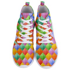 Background Colorful Geometric Triangle Rainbow Men s Lightweight High Top Sneakers by HermanTelo