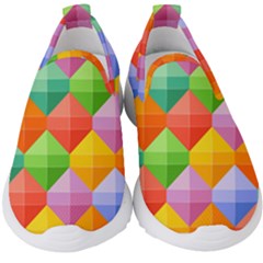 Background Colorful Geometric Triangle Rainbow Kids  Slip On Sneakers