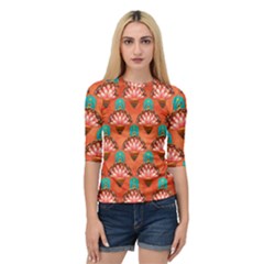 Background Floral Pattern Red Quarter Sleeve Raglan Tee