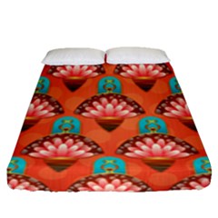 Background Floral Pattern Red Fitted Sheet (queen Size) by HermanTelo