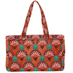 Background Floral Pattern Red Canvas Work Bag by HermanTelo