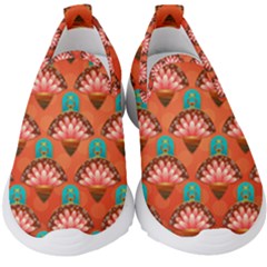 Background Floral Pattern Red Kids  Slip On Sneakers