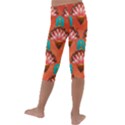 Background Floral Pattern Red Kids  Lightweight Velour Capri Leggings  View4