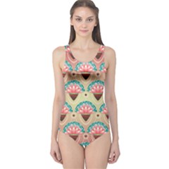 Background Floral Pattern Pink One Piece Swimsuit