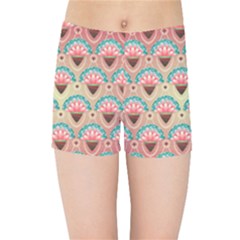 Background Floral Pattern Pink Kids  Sports Shorts by HermanTelo