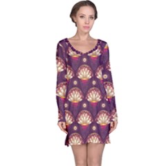 Background Floral Pattern Purple Long Sleeve Nightdress by HermanTelo