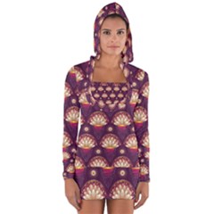 Background Floral Pattern Purple Long Sleeve Hooded T-shirt