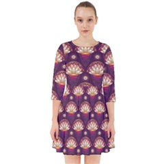 Background Floral Pattern Purple Smock Dress