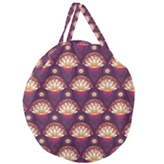 Background Floral Pattern Purple Giant Round Zipper Tote