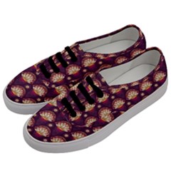 Background Floral Pattern Purple Men s Classic Low Top Sneakers
