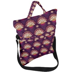 Background Floral Pattern Purple Fold Over Handle Tote Bag by HermanTelo