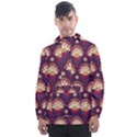 Background Floral Pattern Purple Men s Front Pocket Pullover Windbreaker View1