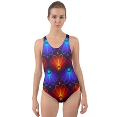 Background Colorful Abstract Cut-out Back One Piece Swimsuit by HermanTelo