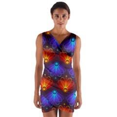 Background Colorful Abstract Wrap Front Bodycon Dress