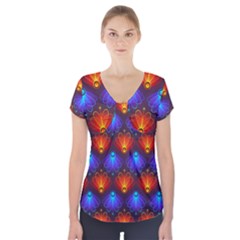 Background Colorful Abstract Short Sleeve Front Detail Top