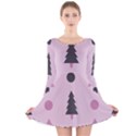 Christmas Tree Fir Den Long Sleeve Velvet Skater Dress View1