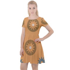 Flowers Screws Rounds Circle Cap Sleeve Velour Dress  by HermanTelo