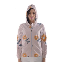Flowers Continuous Pattern Nature Women s Hooded Windbreaker