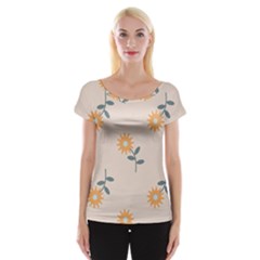 Flowers Continuous Pattern Nature Cap Sleeve Top