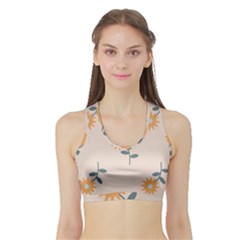 Flowers Continuous Pattern Nature Sports Bra With Border by HermanTelo