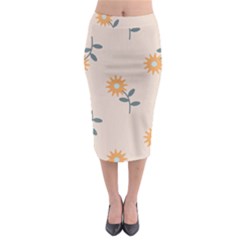 Flowers Continuous Pattern Nature Midi Pencil Skirt